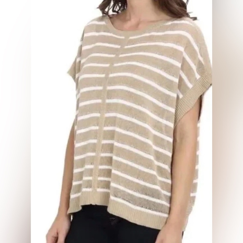 Tommy Bahama Amaranth Stripe Pullover Oversized Coastal Knit Top Size Small NEW